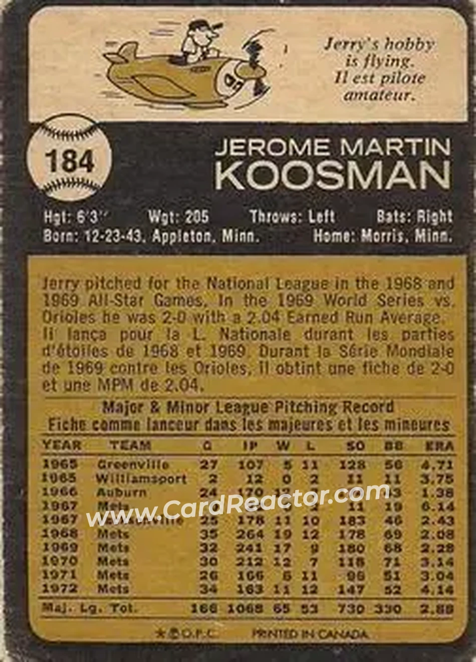 Back of Jerry Koosman