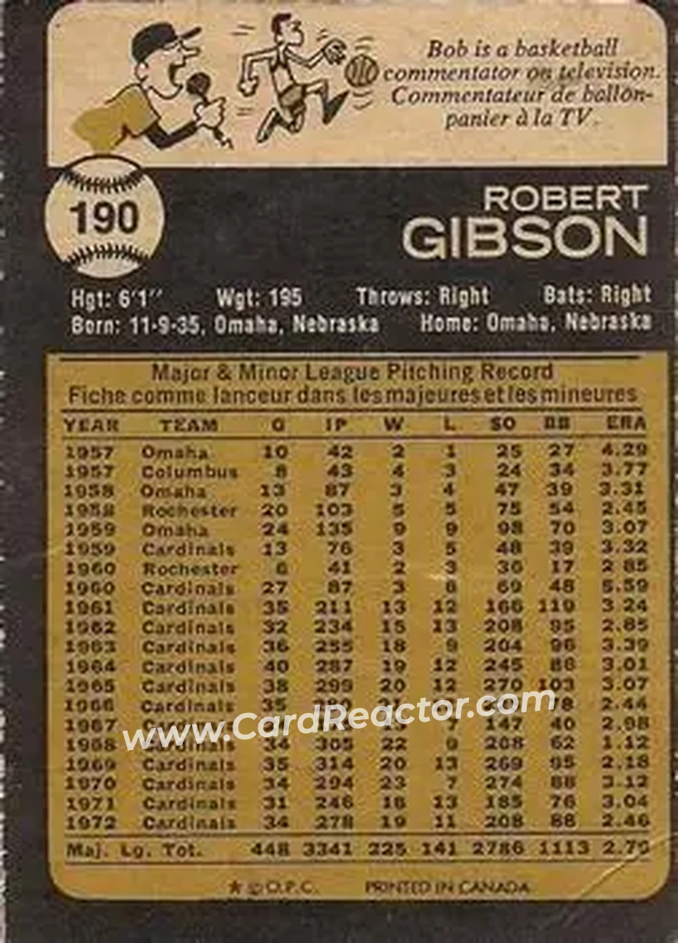 Back of Bob Gibson