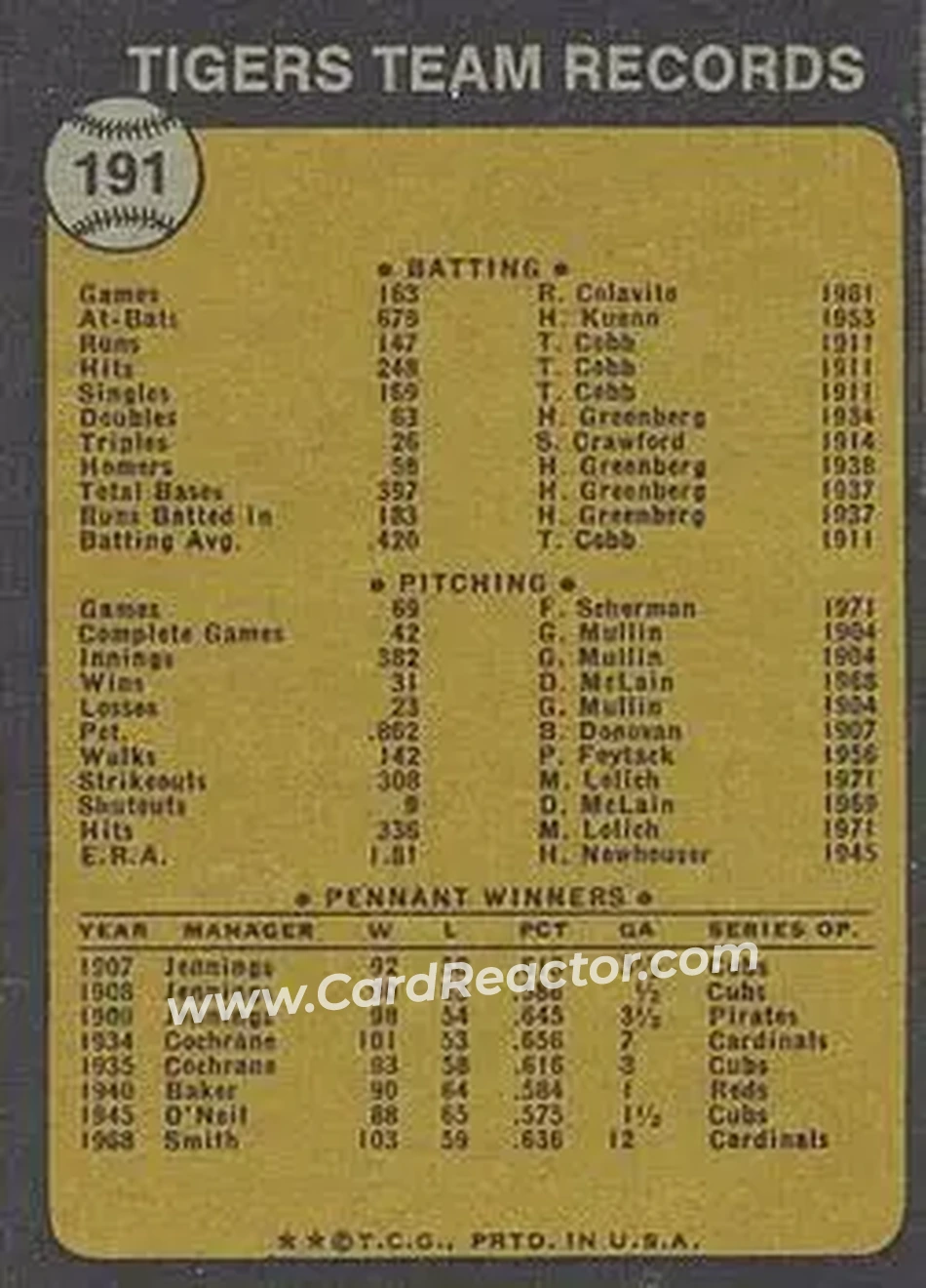Back of Card #191