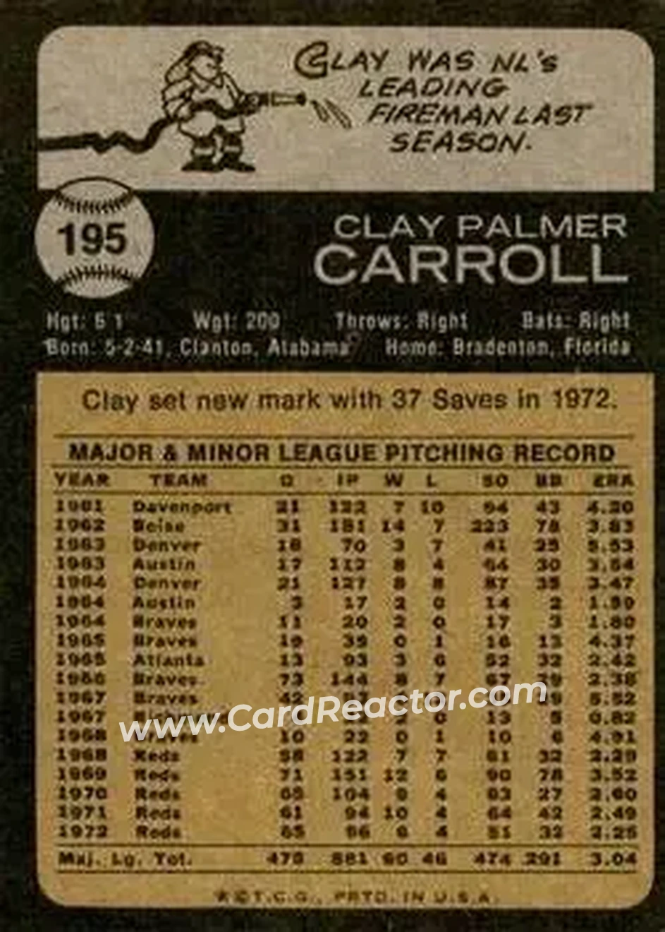 Back of Clay Carroll