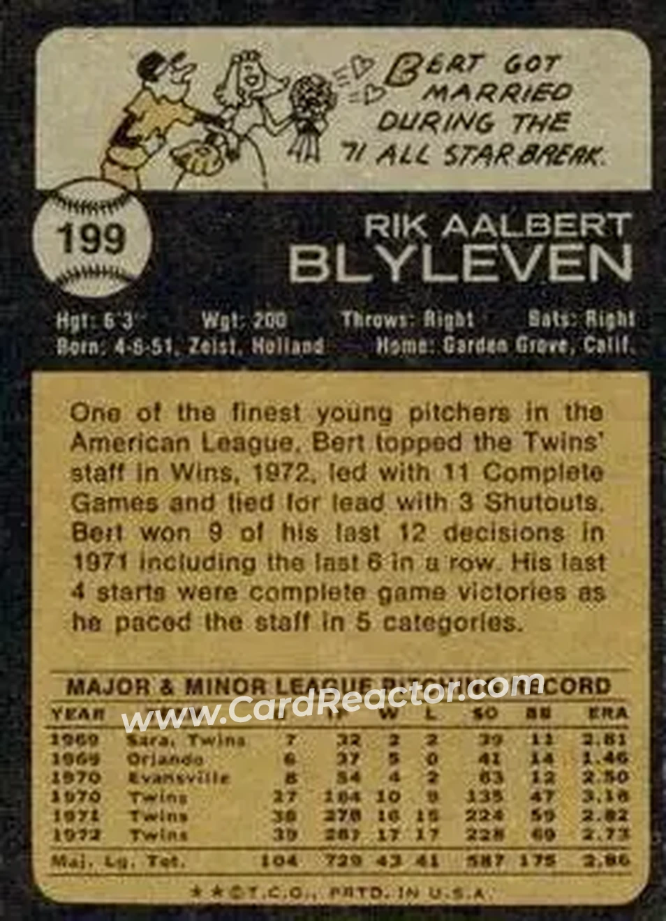 Back of Bert Blyleven