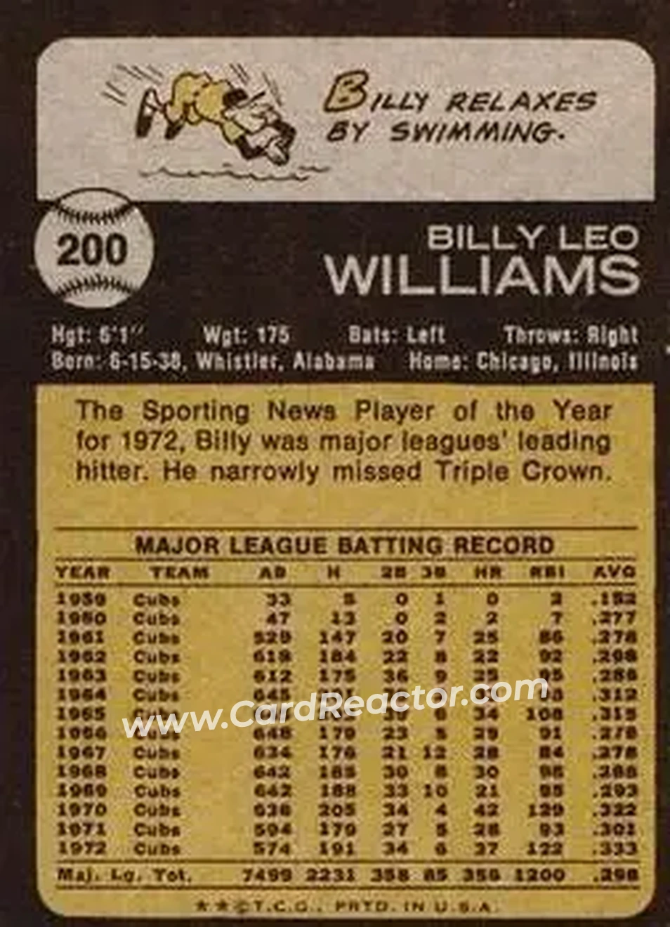 Back of Billy Williams