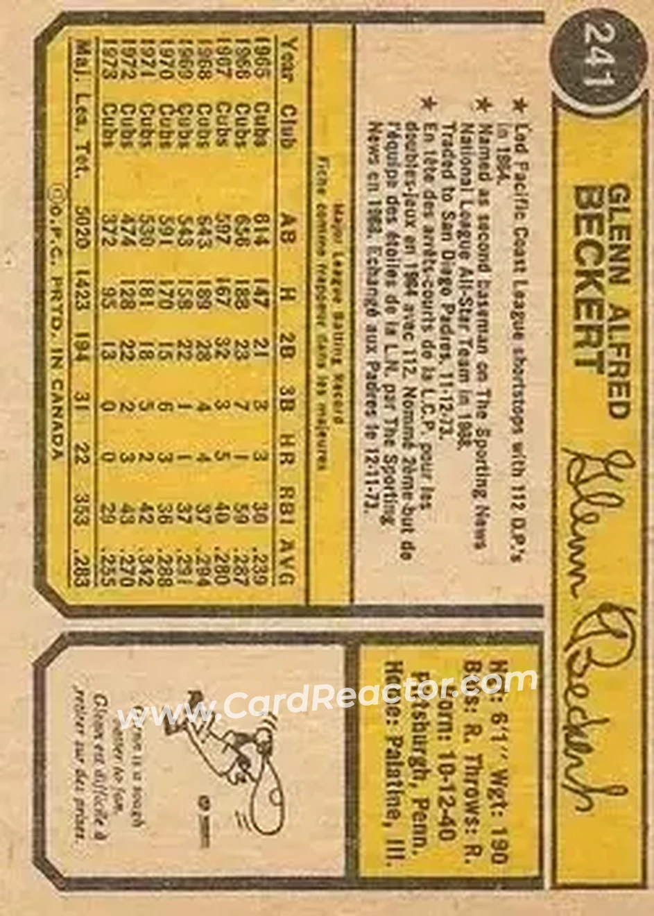 Back of Glenn Beckert