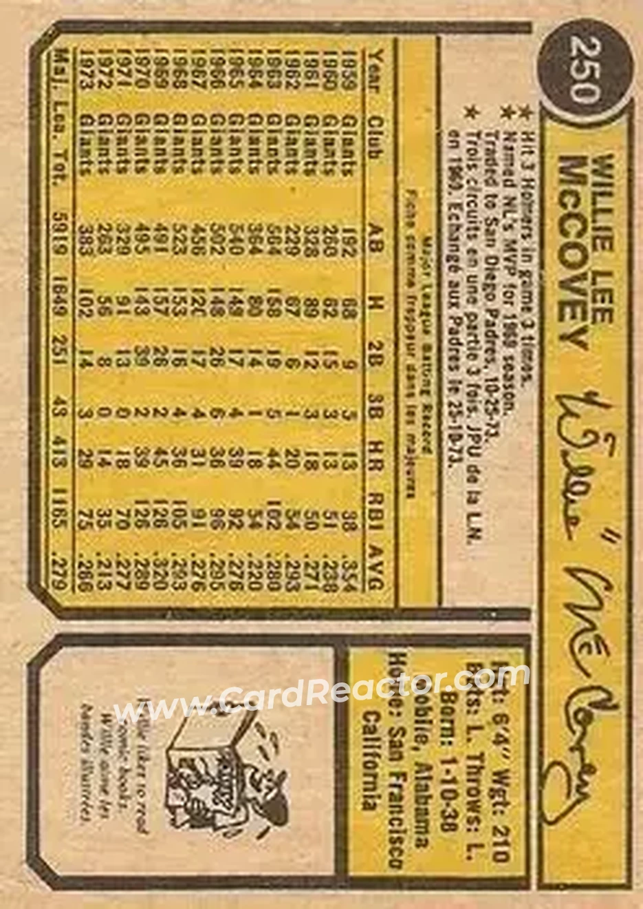 Back of Willie McCovey
