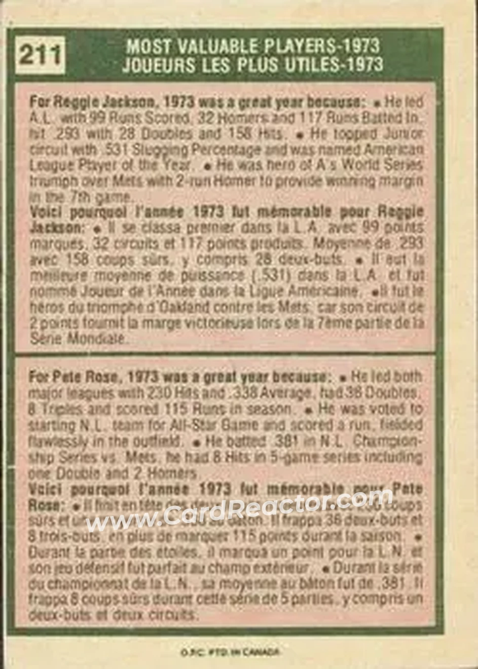 Back of Card #211