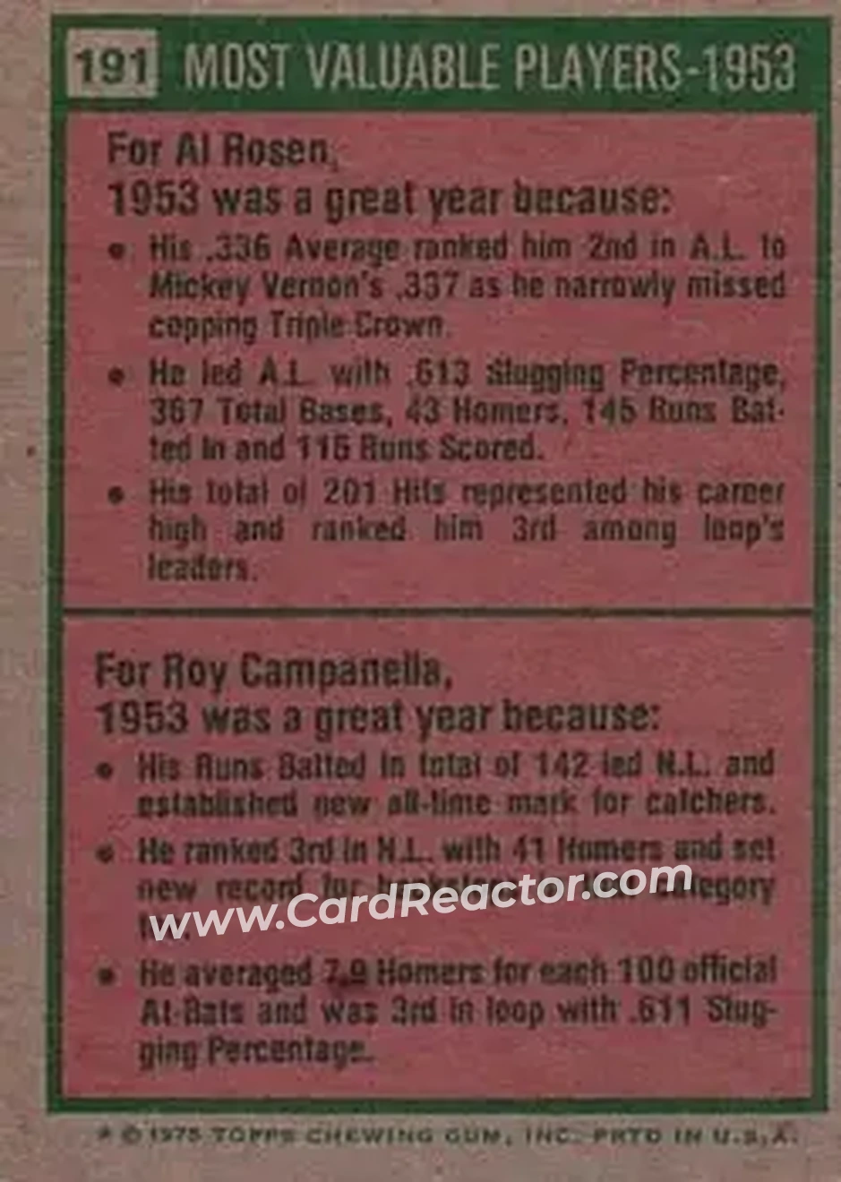 Back of Card #191