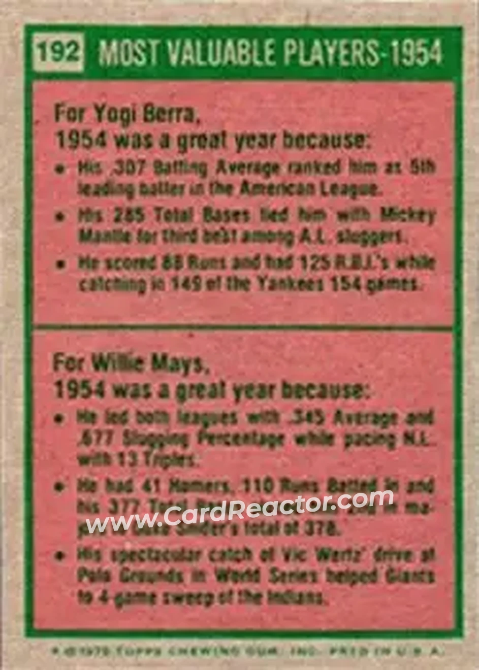 Back of Card #192