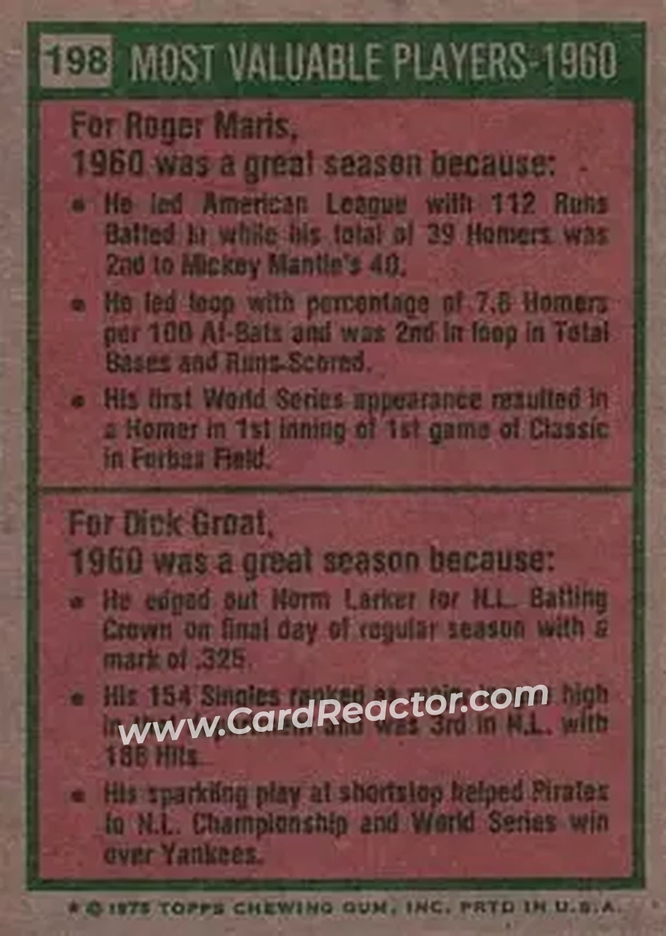 Back of Card #198