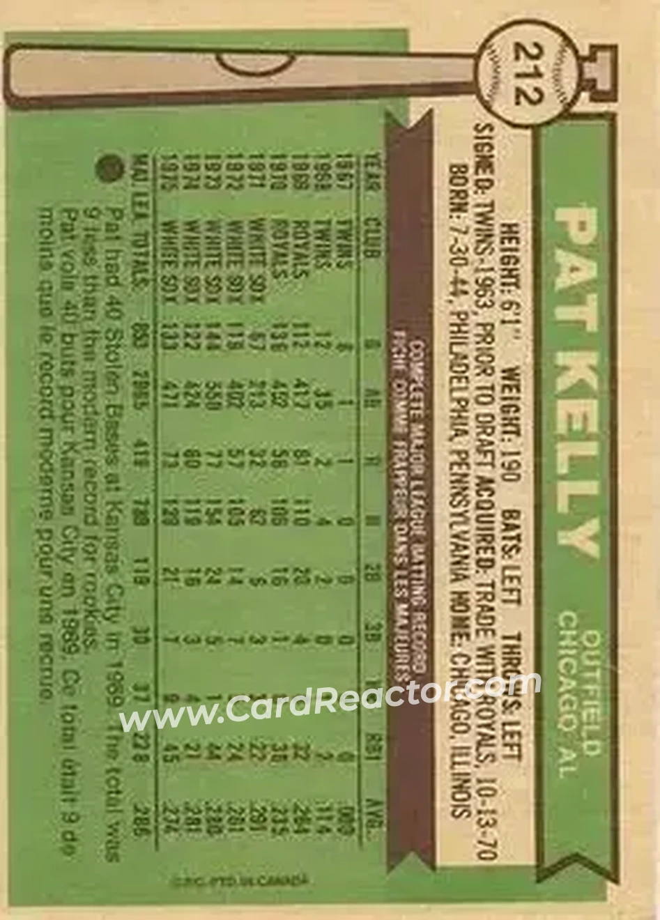 Back of Pat Kelly