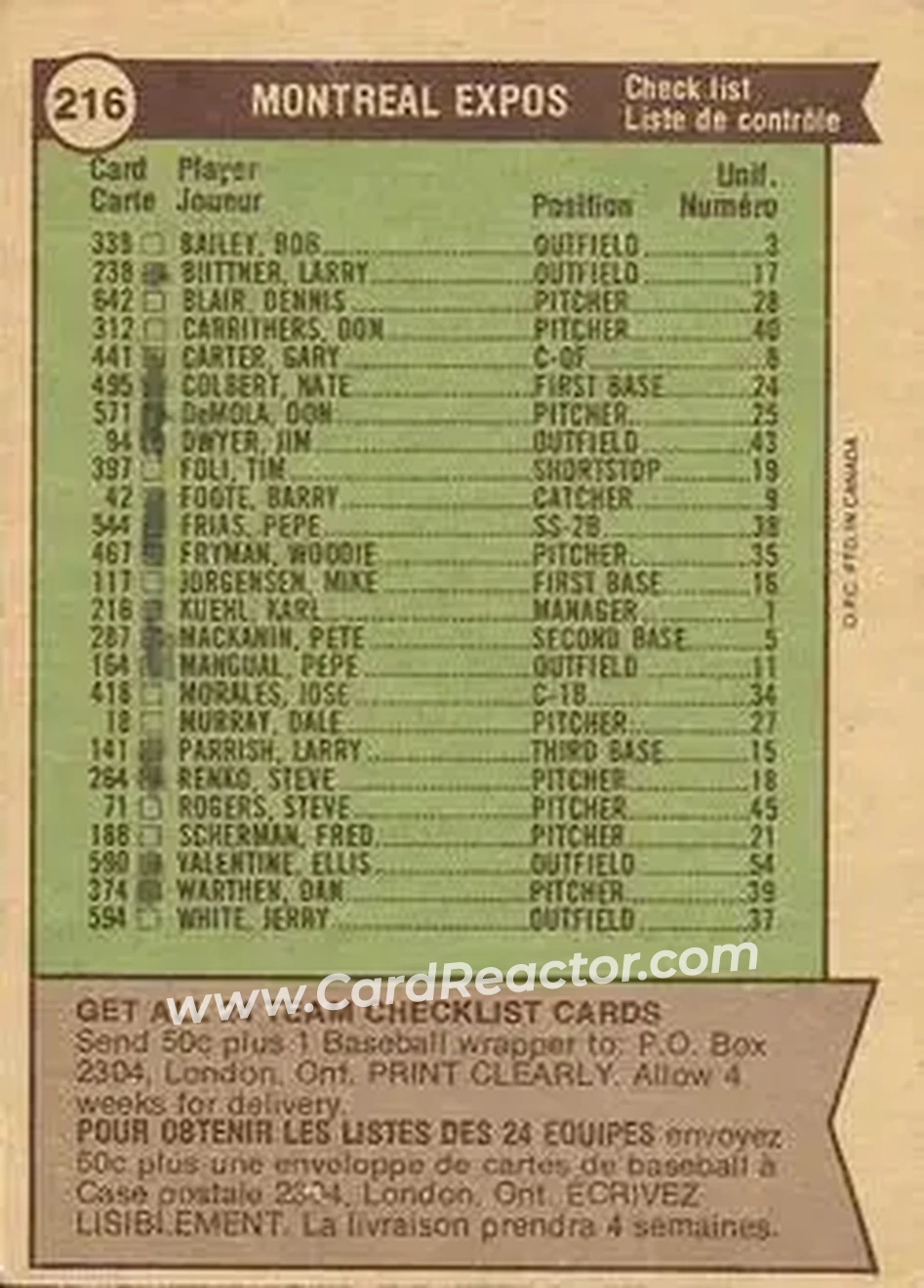 Back of Card #216