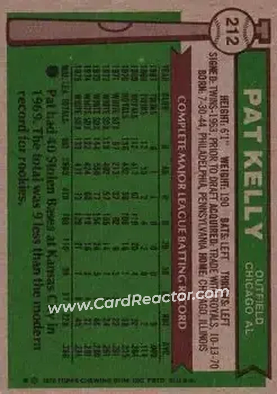 Back of Pat Kelly