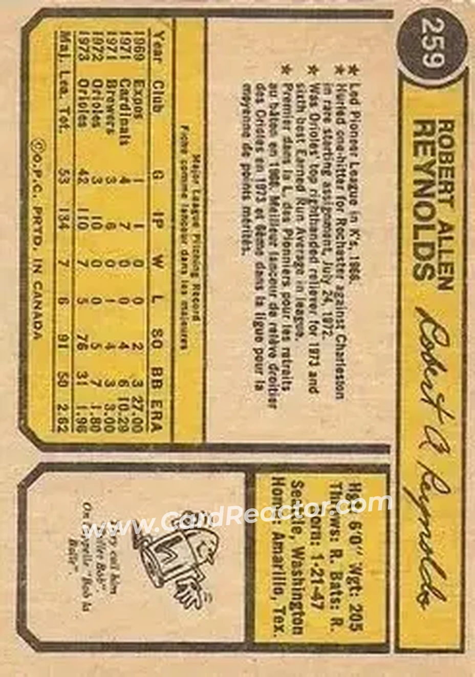Back of Bob Reynolds