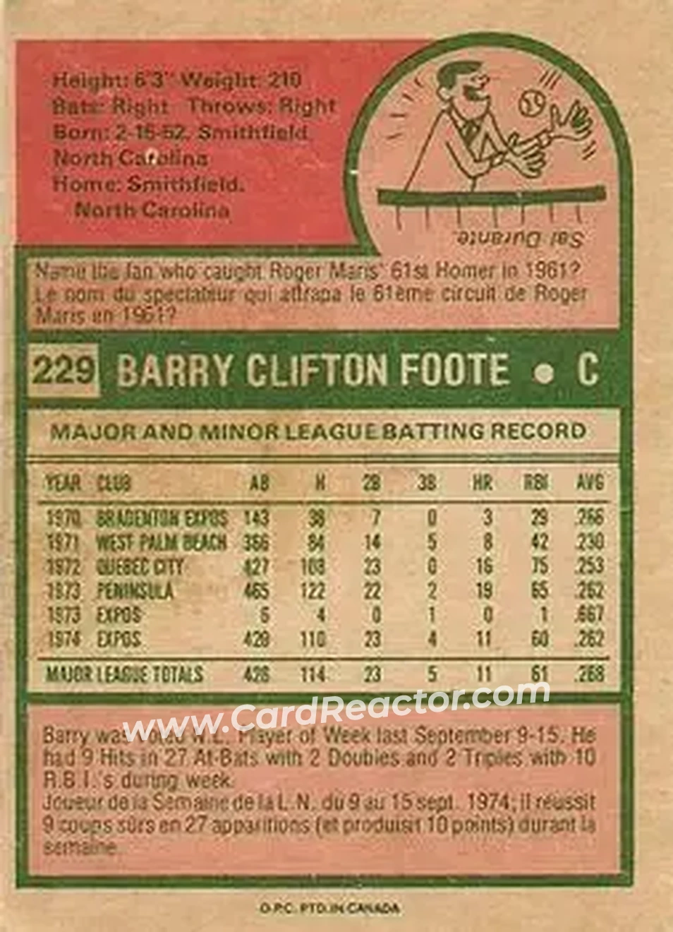 Back of Barry Foote