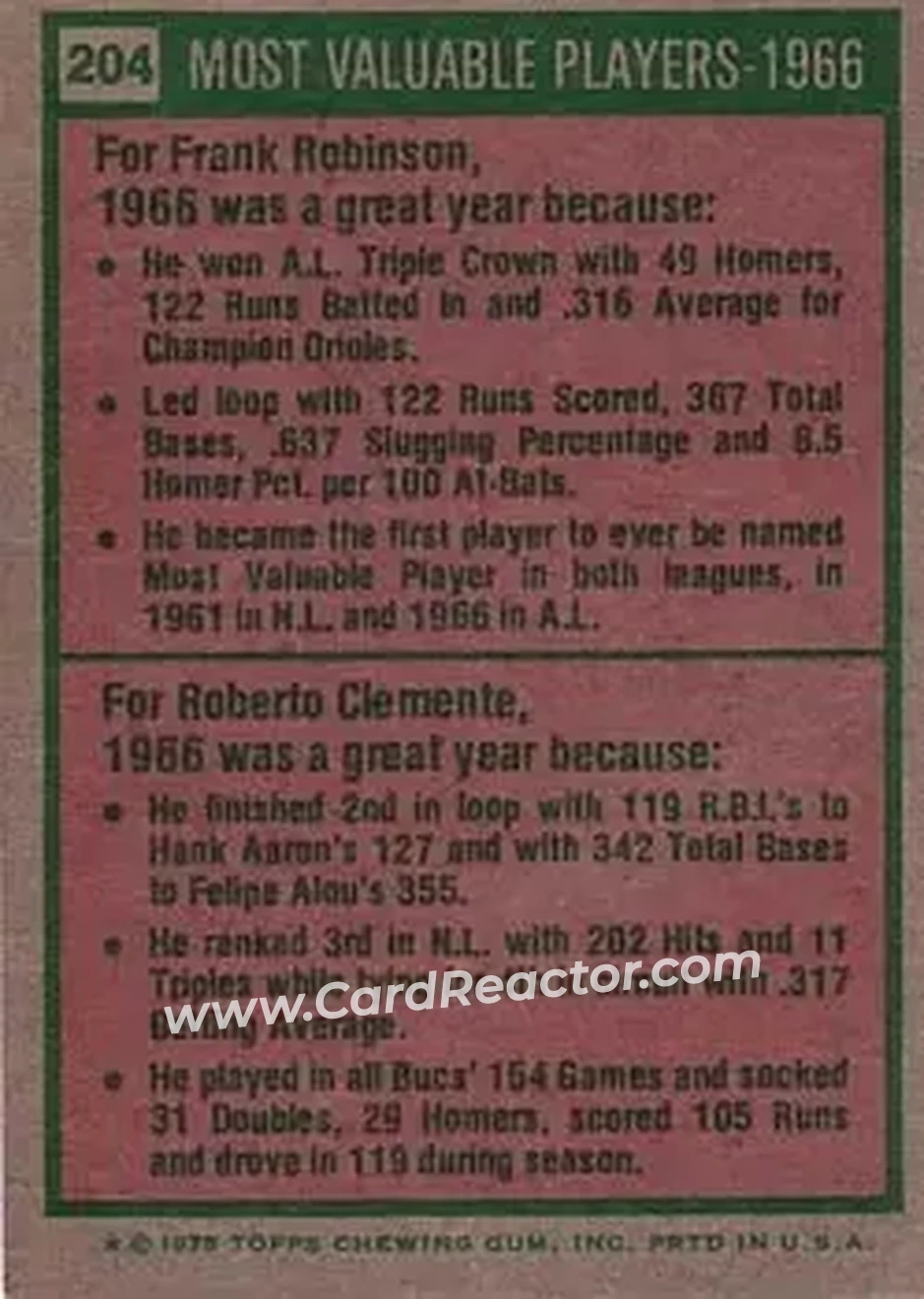 Back of Card #204