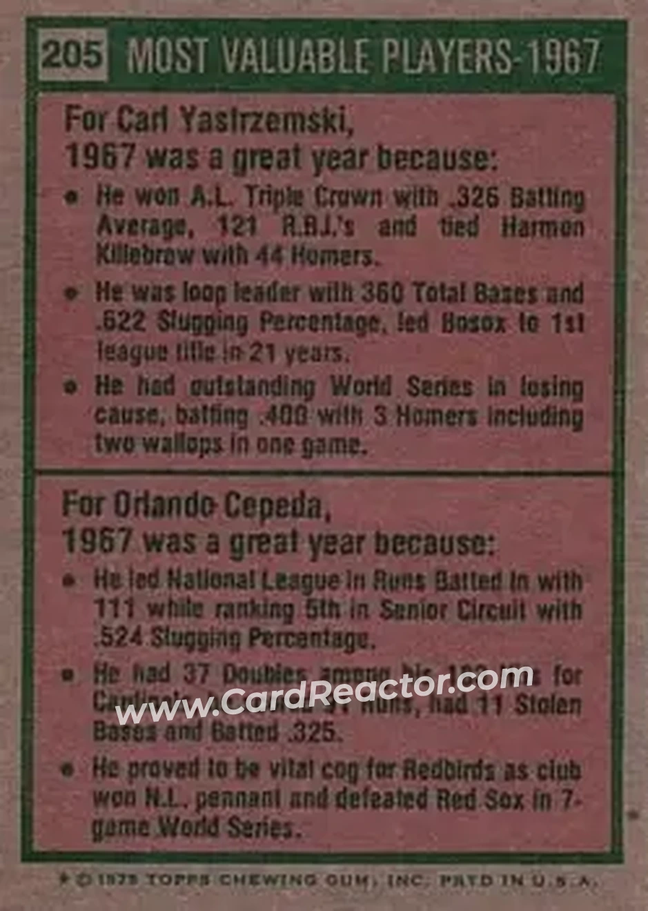 Back of Card #205
