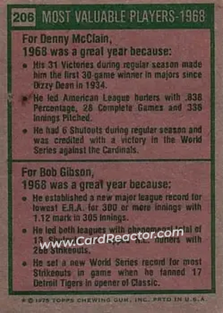 Back of Card #206
