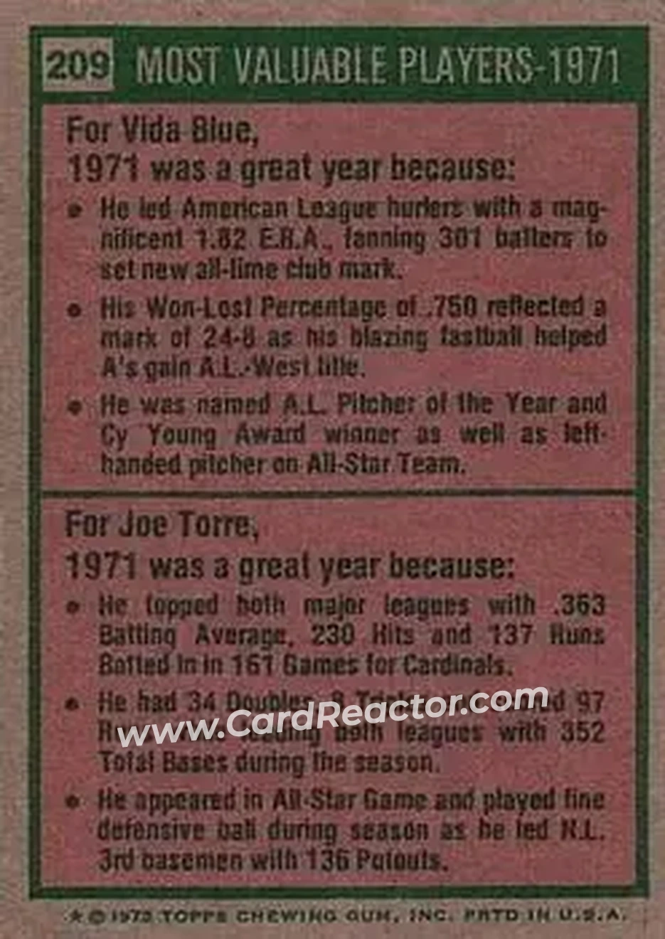 Back of Card #209