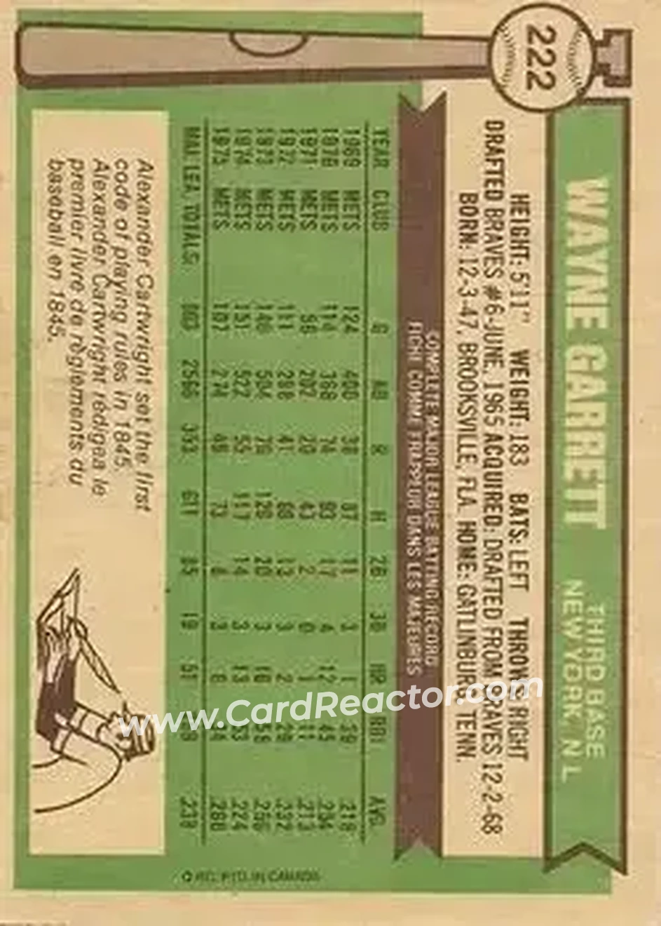 Back of Wayne Garrett