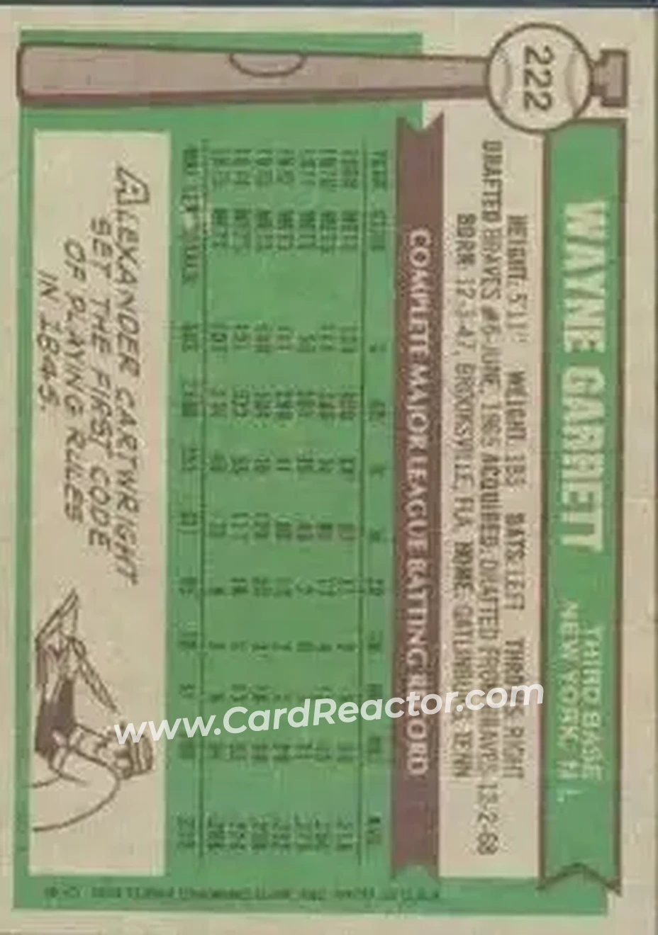 Back of Wayne Garrett