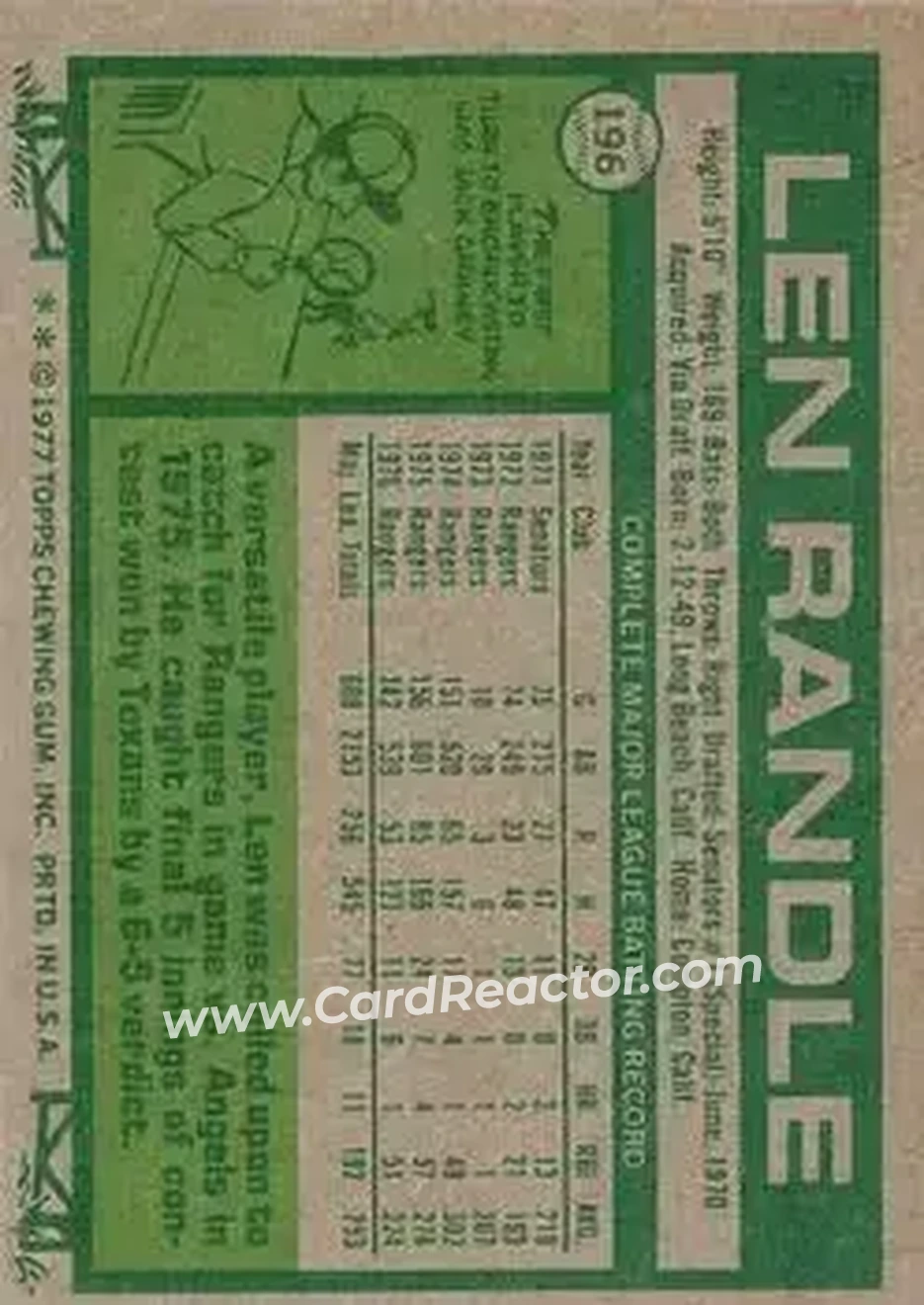 Back of Len Randle