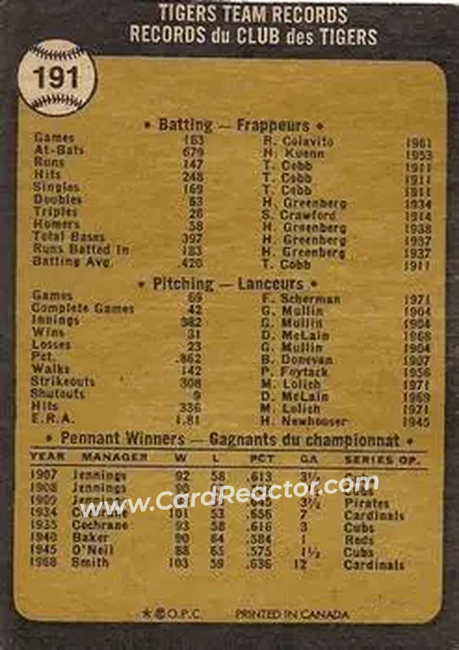 Back of Card #191