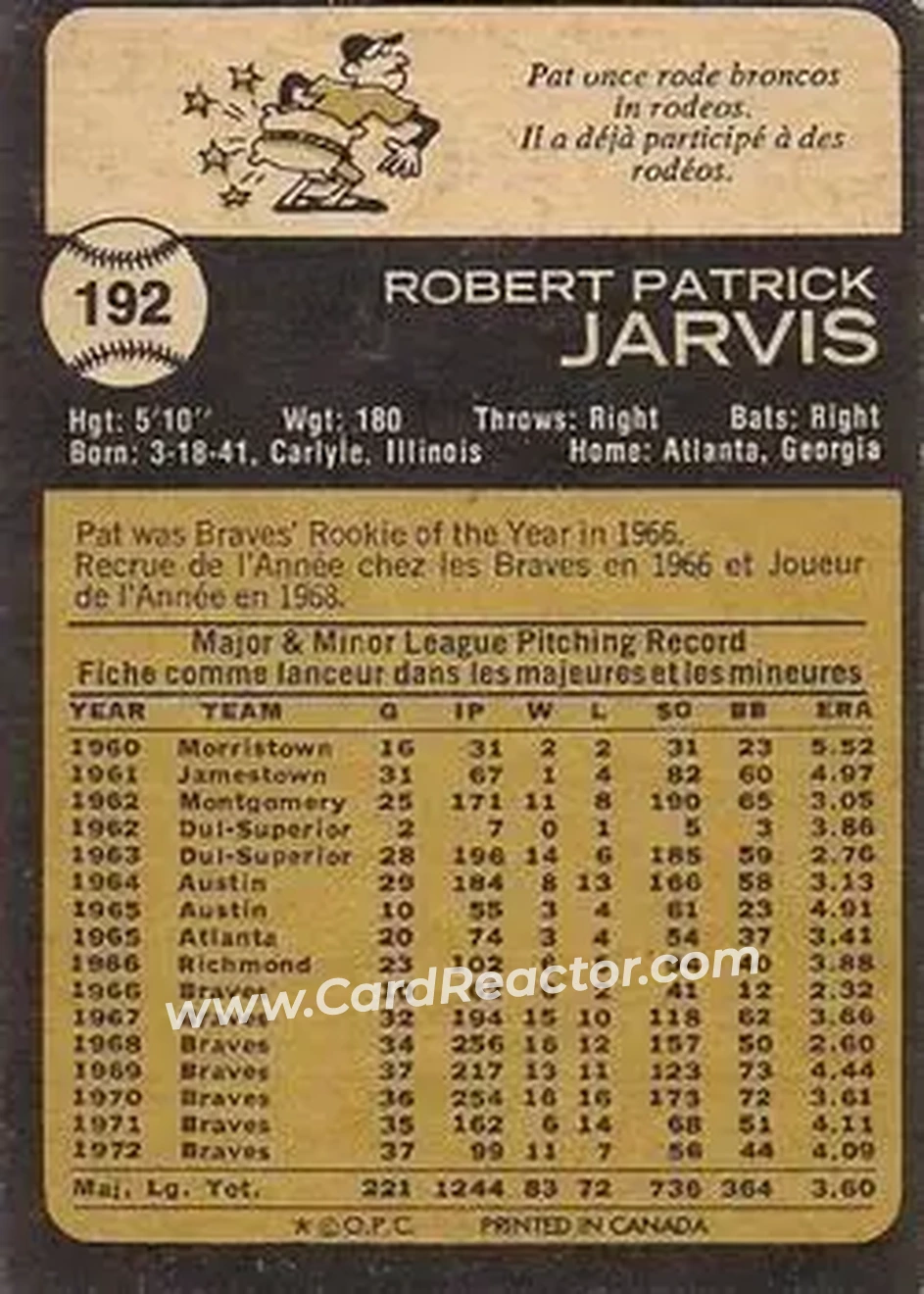 Back of Pat Jarvis