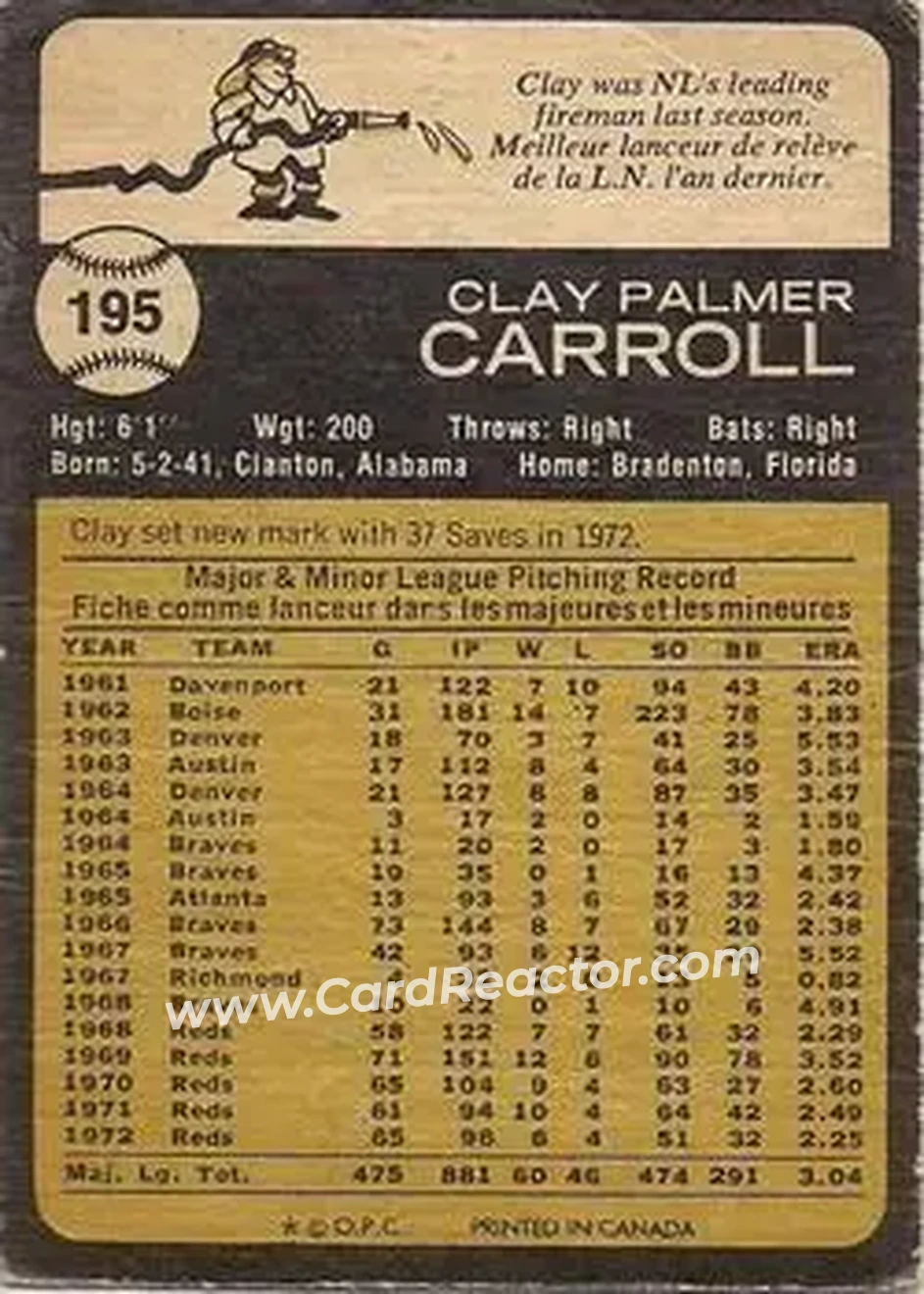 Back of Clay Carroll
