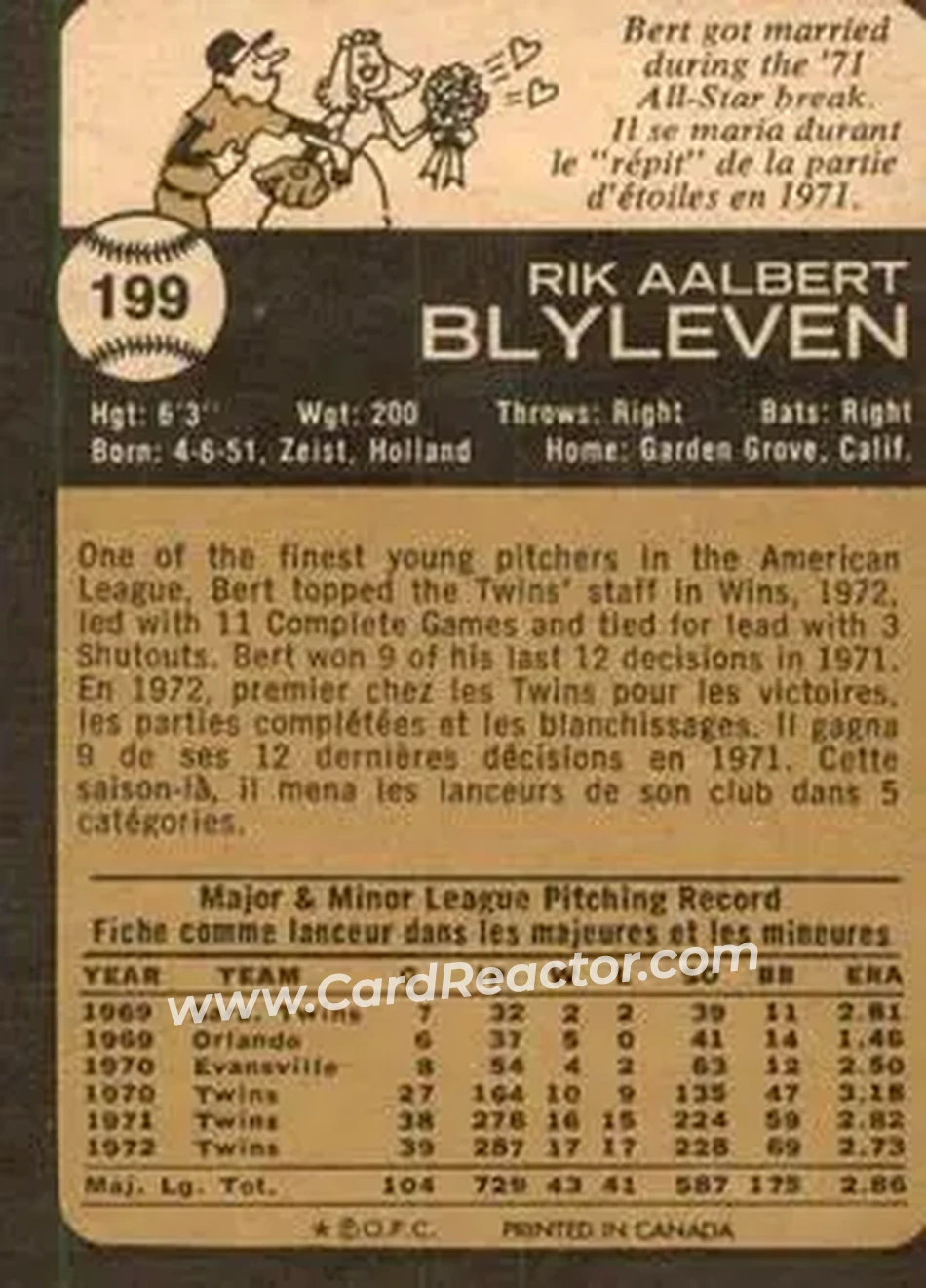 Back of Bert Blyleven