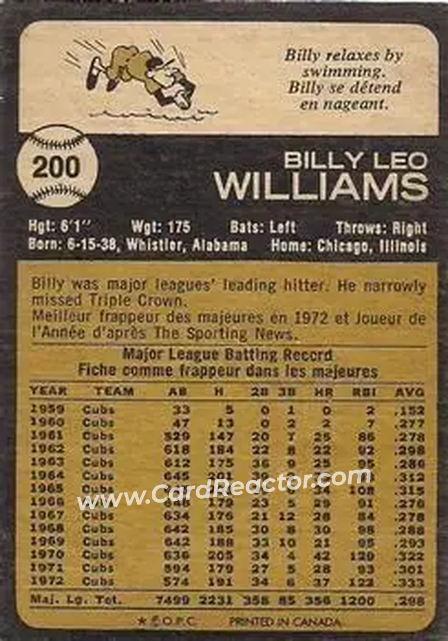 Back of Billy Williams