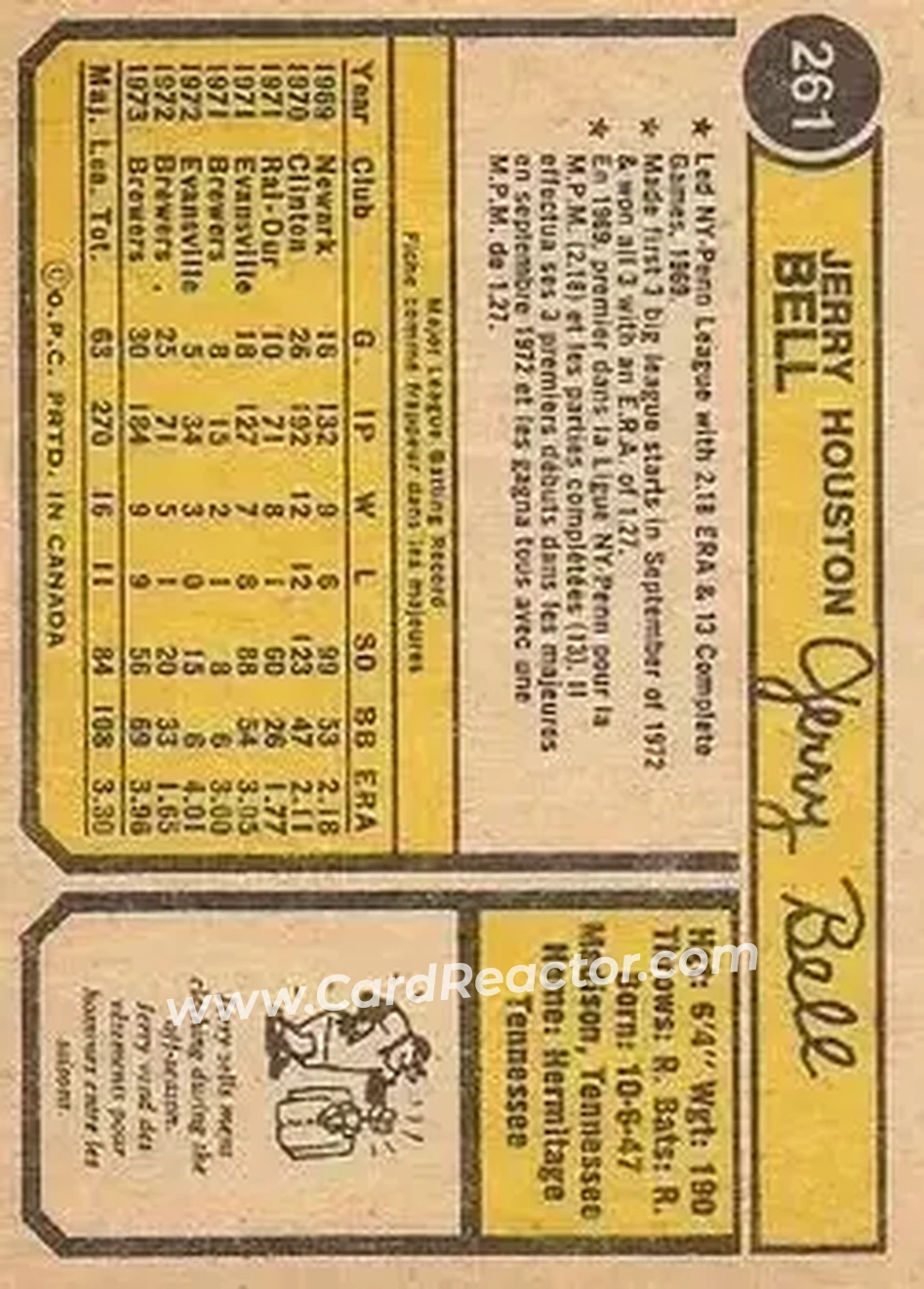 Back of Jerry Bell