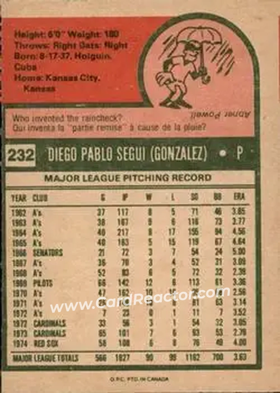 Back of Diego Segui
