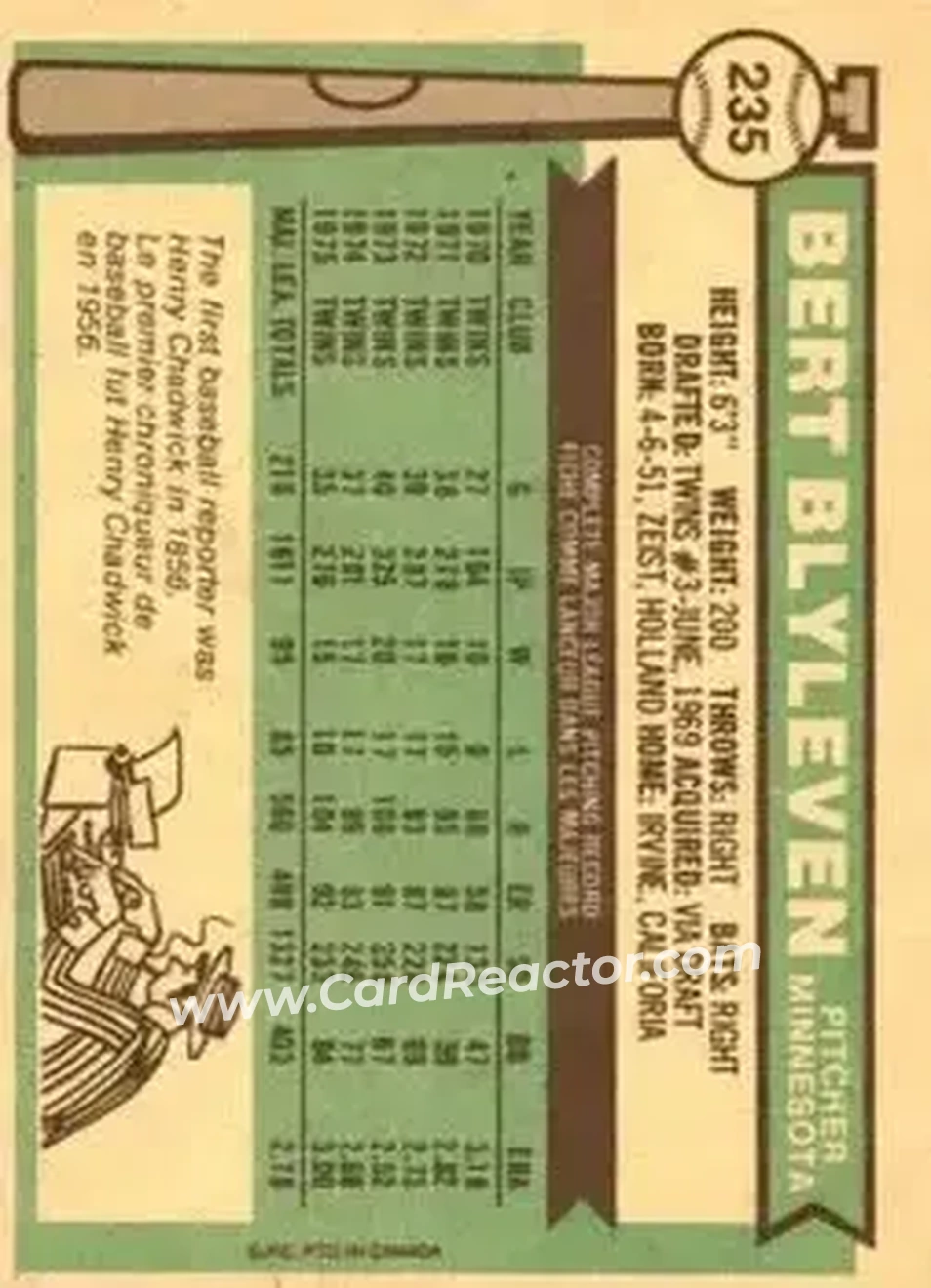 Back of Bert Blyleven