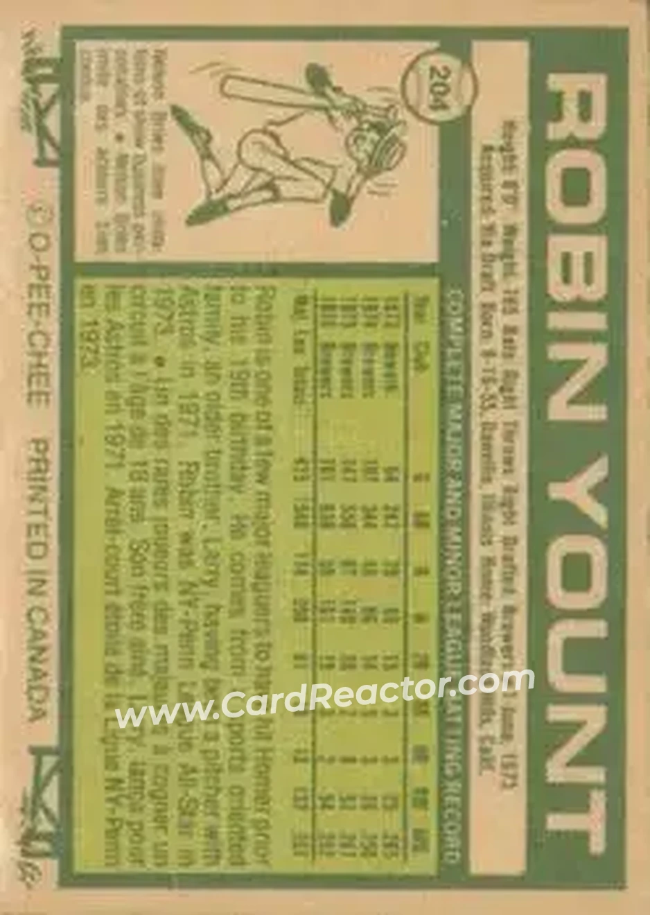 Back of Robin Yount