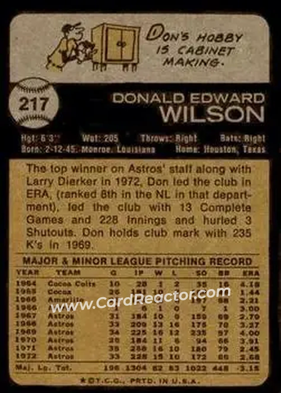 Back of Don Wilson