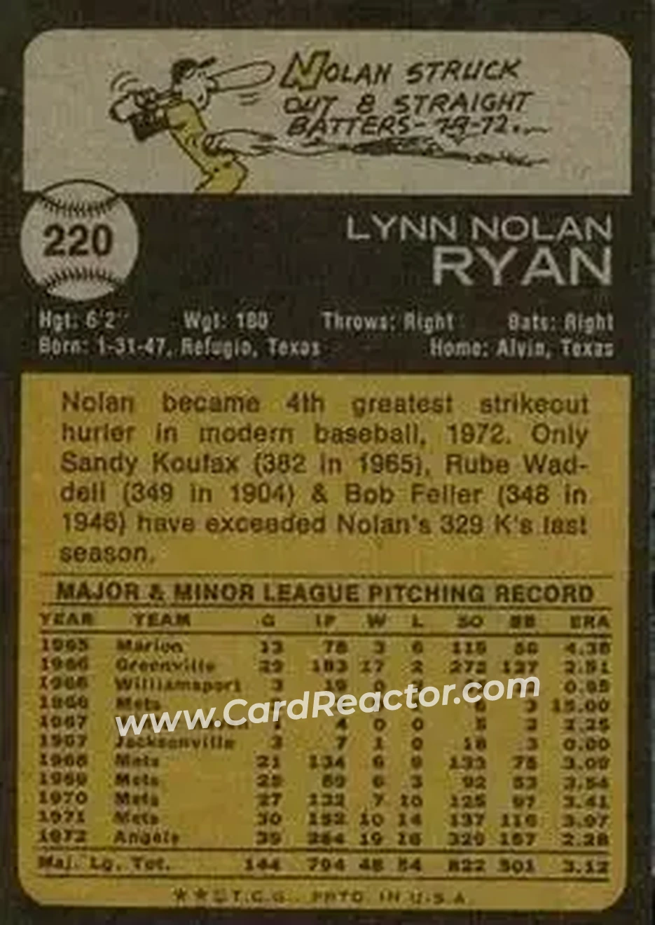 Back of Nolan Ryan