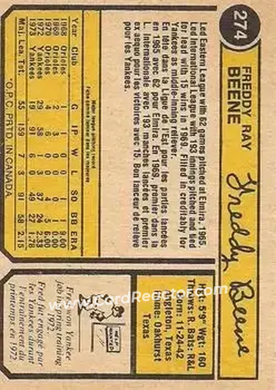 Back of Fred Beene