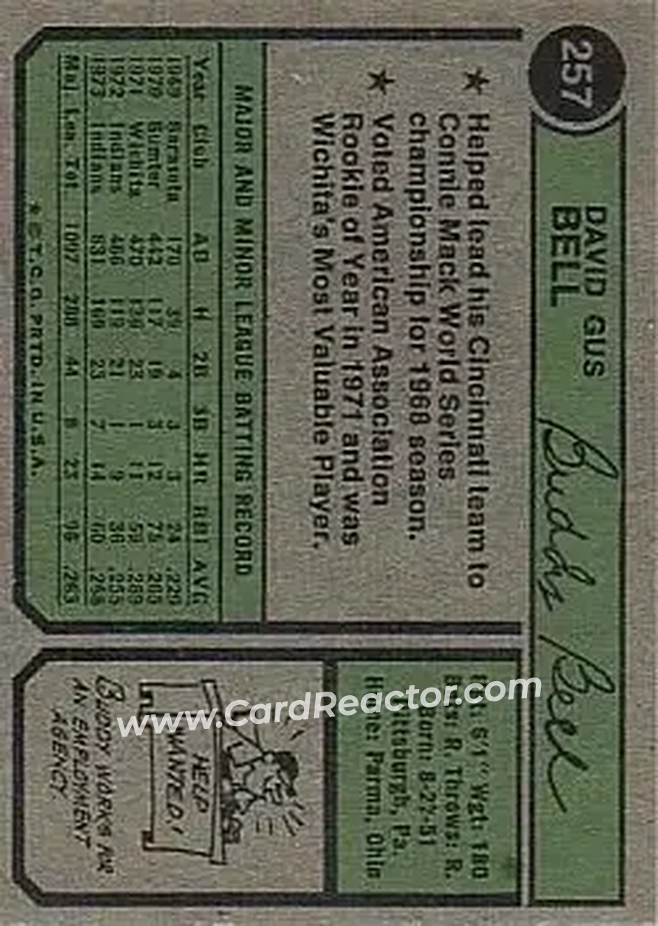 Back of Buddy Bell