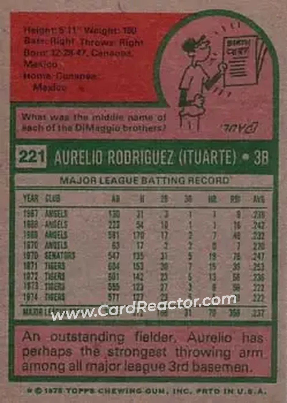 Back of Aurelio Rodriguez