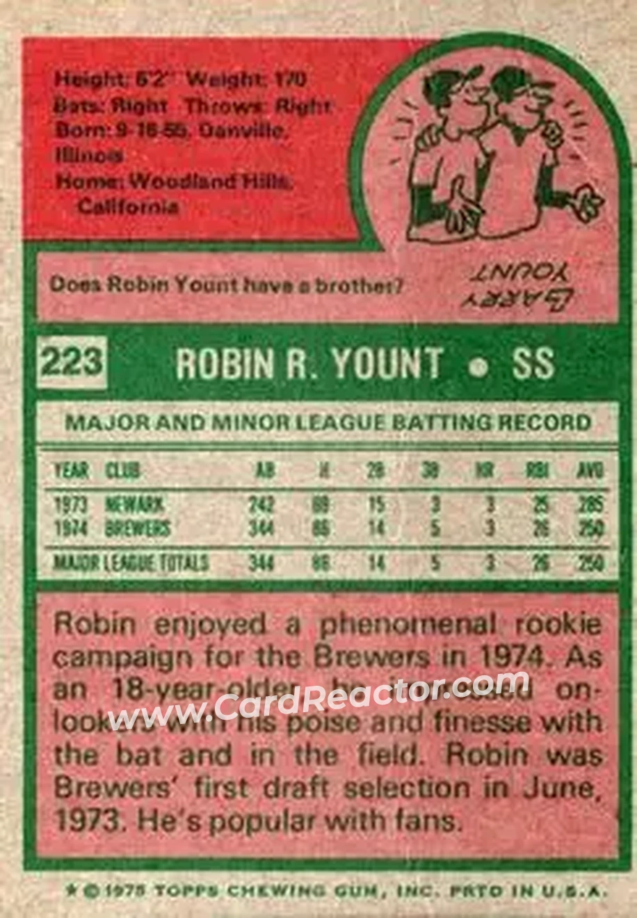 Back of Robin Yount