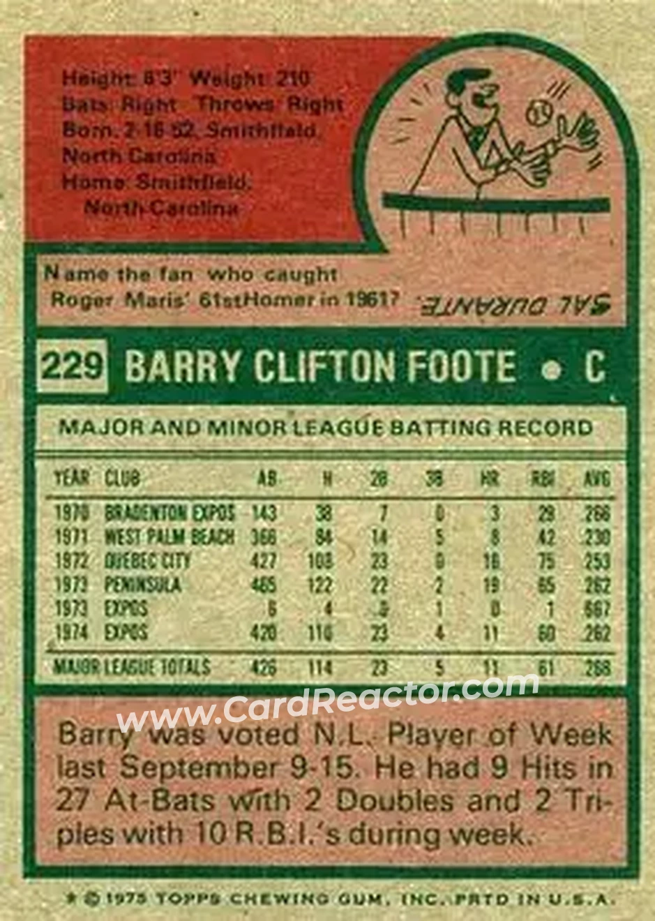 Back of Barry Foote