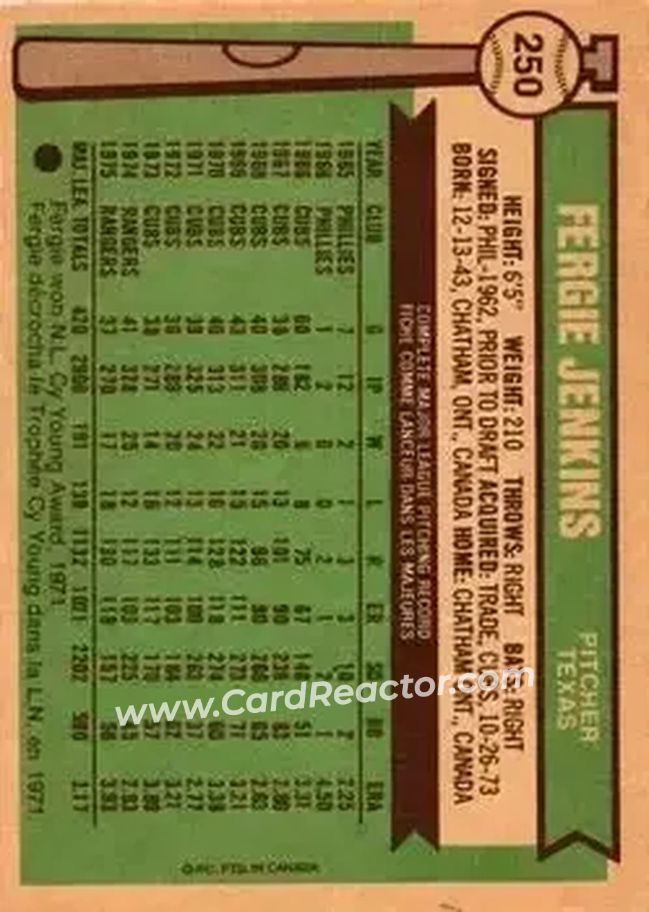 Back of Ferguson Jenkins