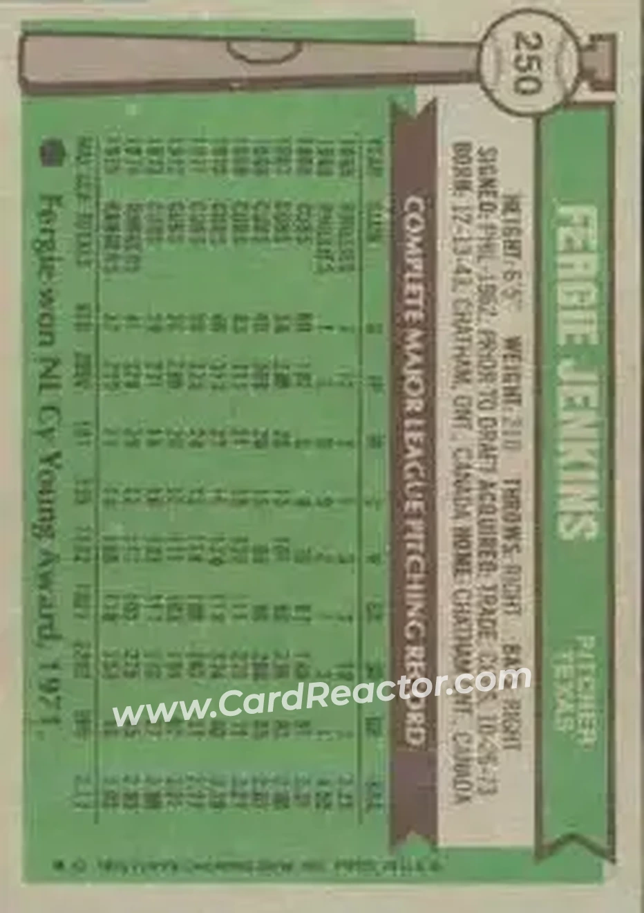 Back of Ferguson Jenkins