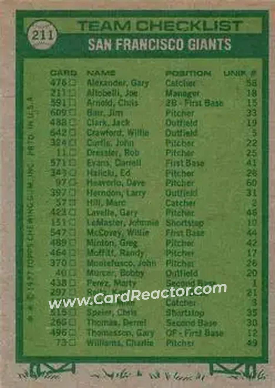 Back of Card #211