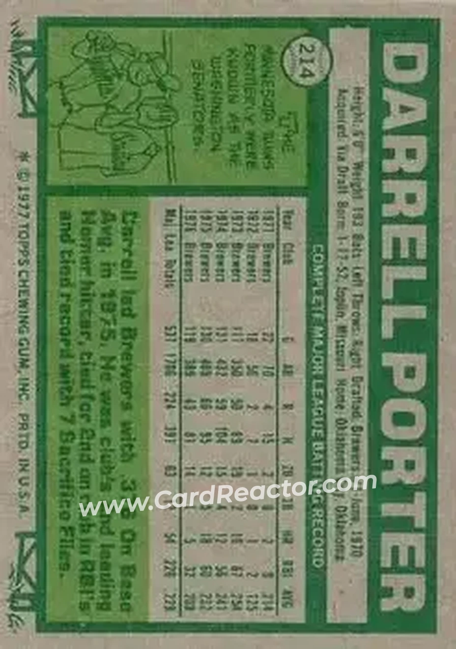 Back of Darrell Porter