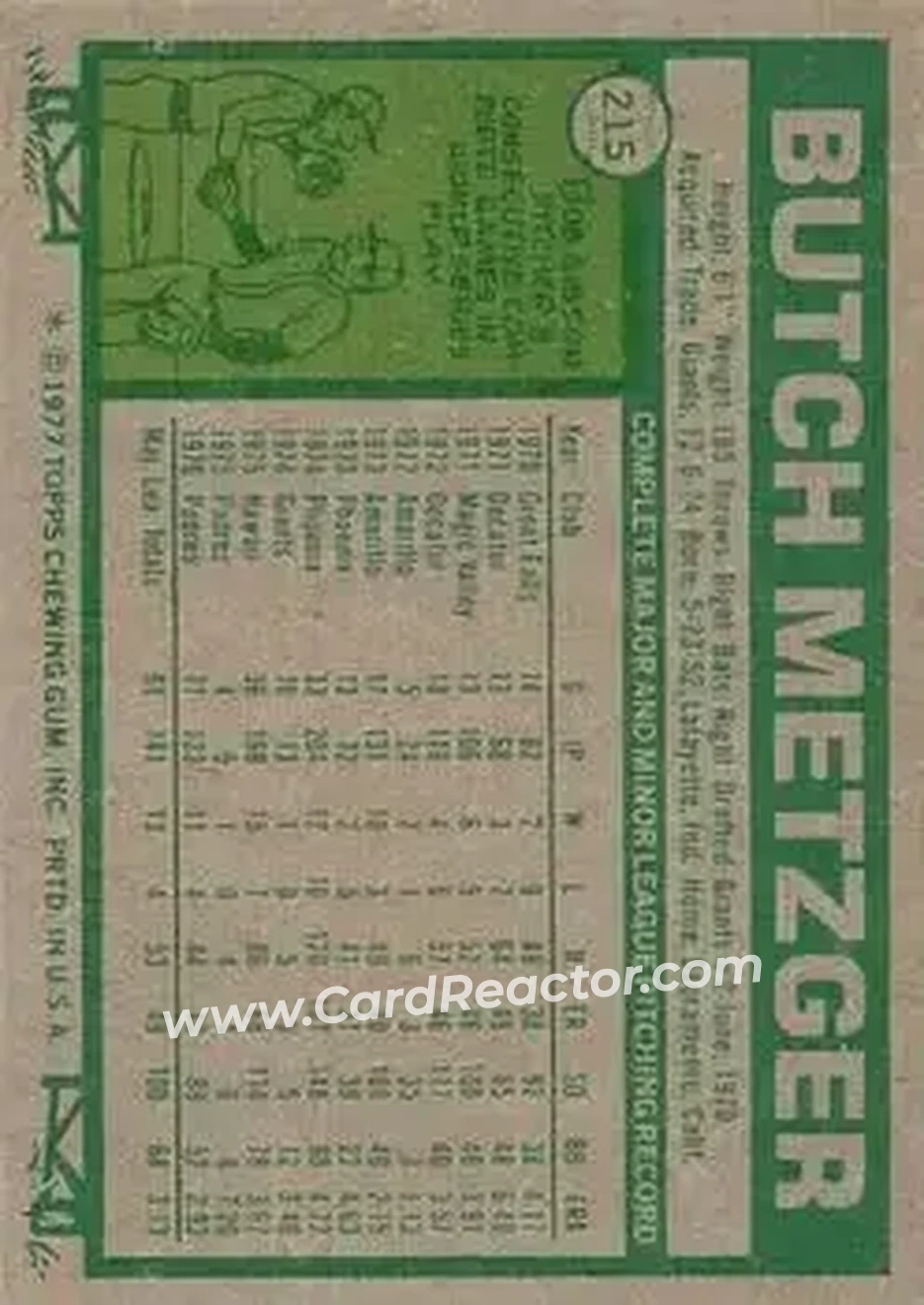 Back of Butch Metzger