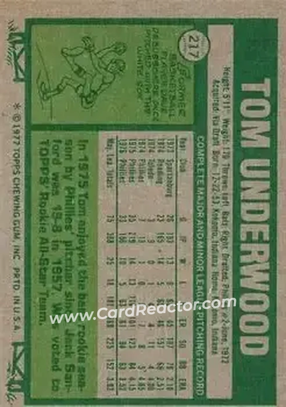 Back of Tom Underwood