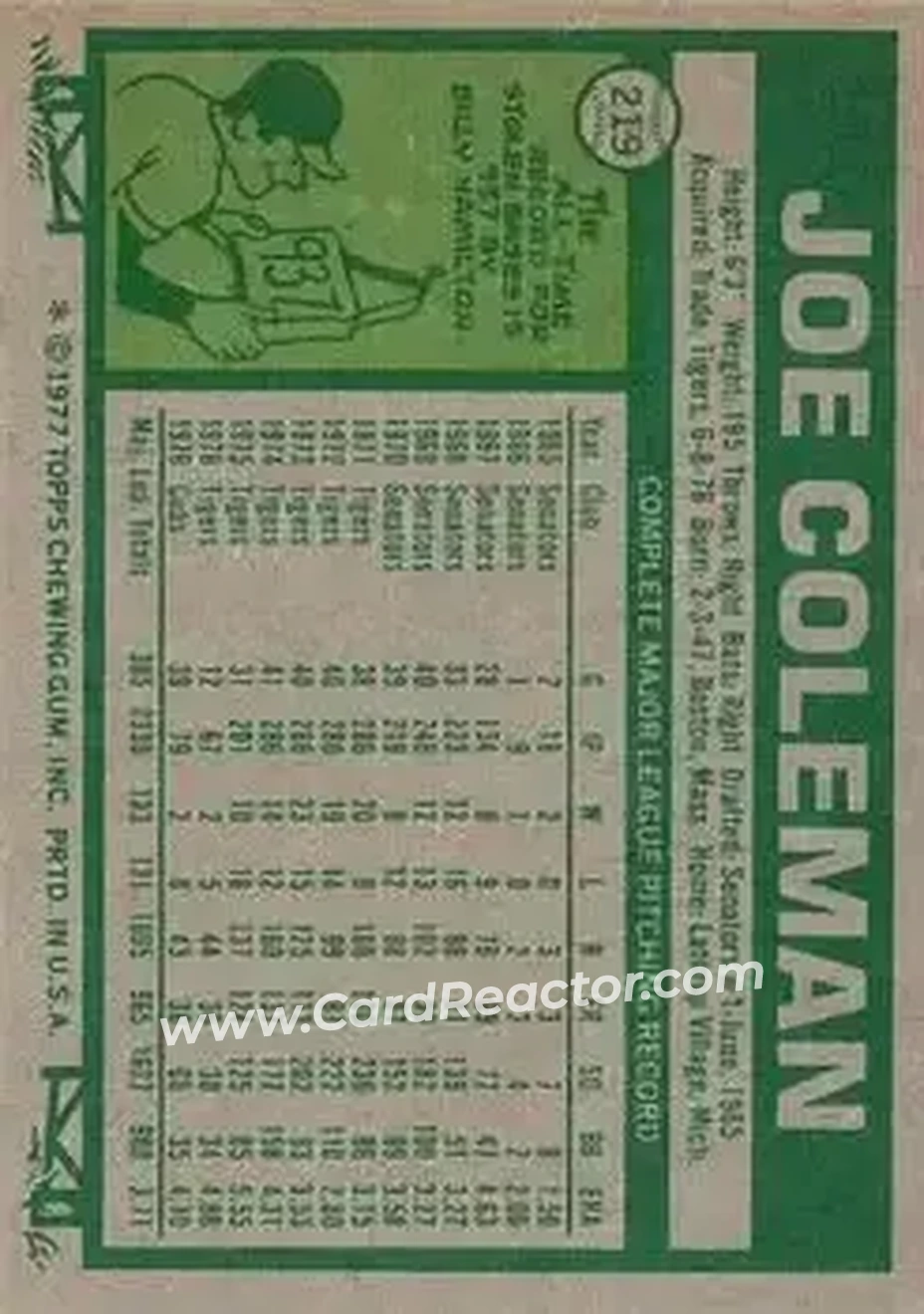 Back of Joe Coleman