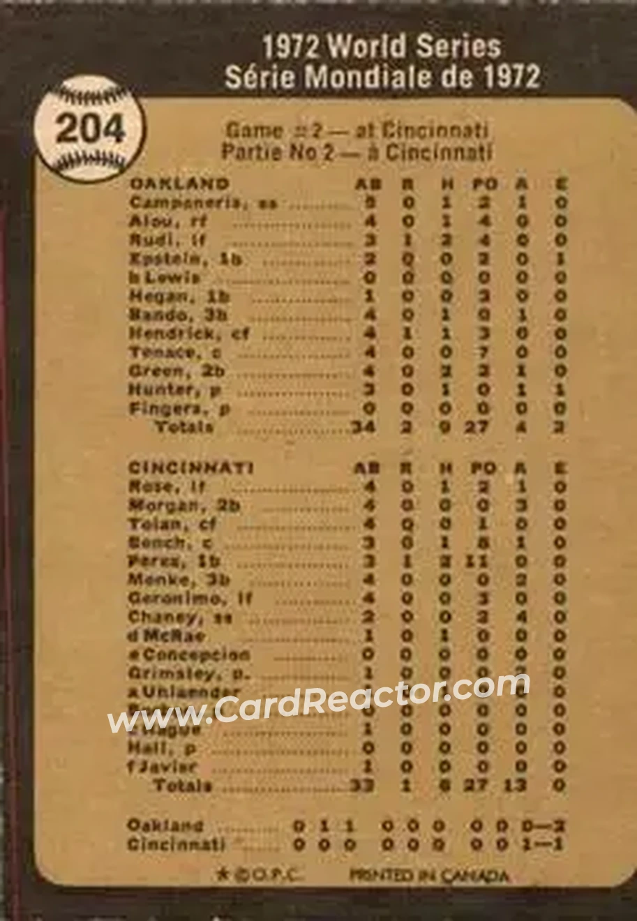 Back of Card #204