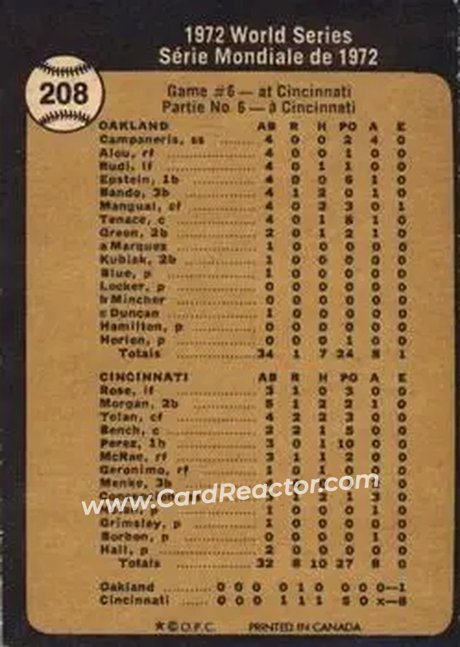 Back of Card #208