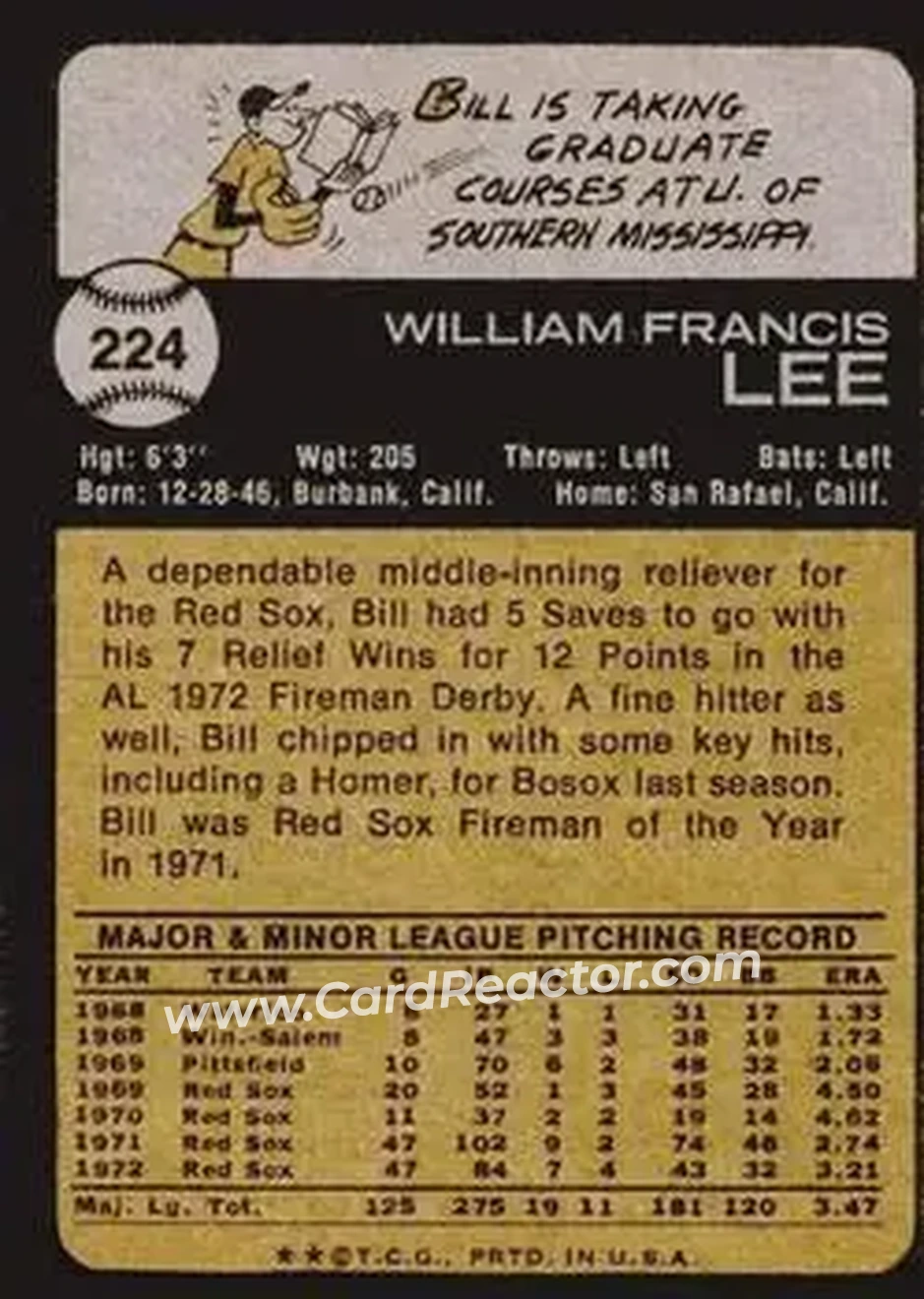 Back of Bill Lee